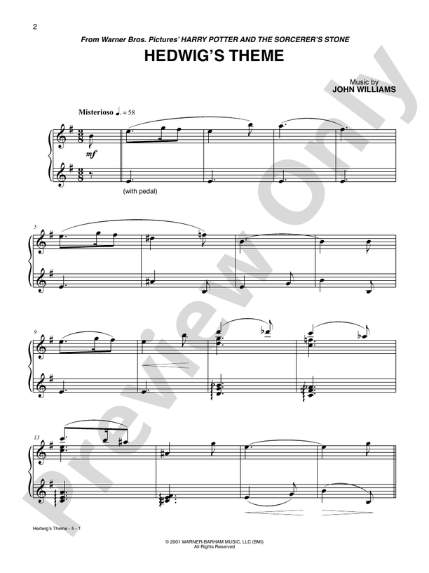 Hedwig's Theme (from Harry Potter and the Sorcerer's Stone) - Piano (Digital Download)