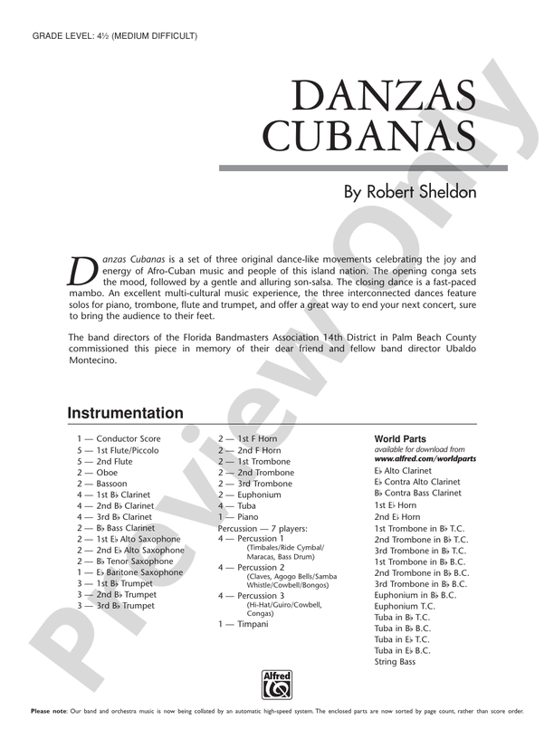 Danzas Cubanas - Concert Band Conductor Score & Parts (Digital Download)