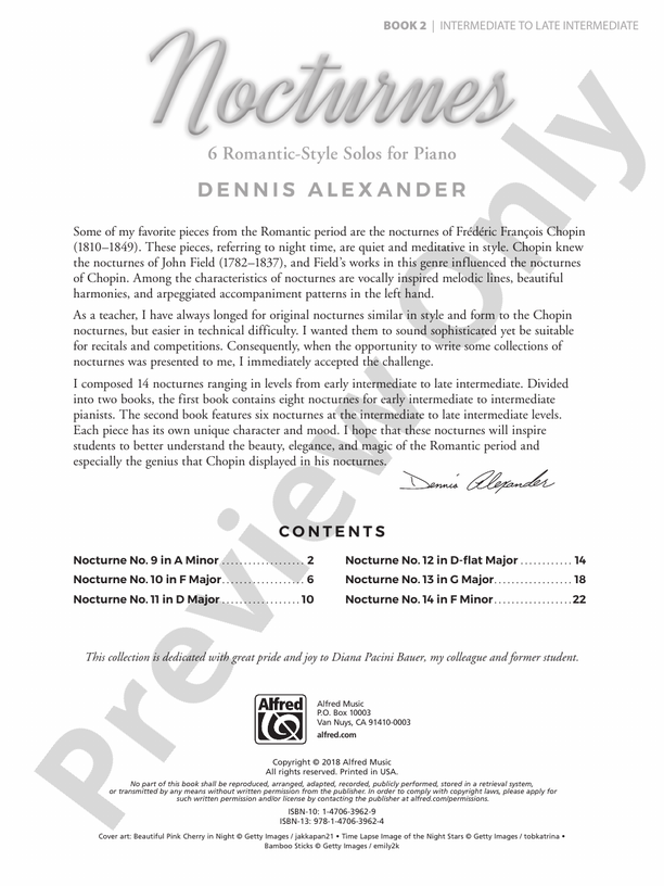 Alexander - Nocturnes, Book 2: 6 Romantic-Style Solos for Piano - Piano (Digital Download)
