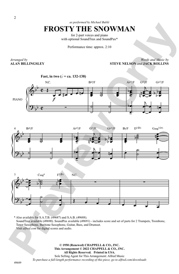 Frosty the Snowman - 2 Part Treble Choral Octavo (Digital Download)