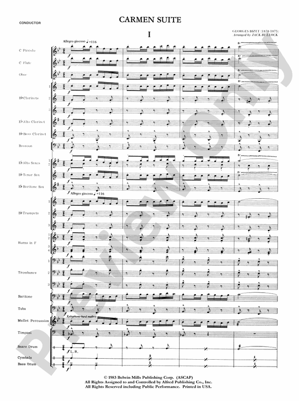 Carmen Suite - Concert Band Conductor Score & Parts (Digital Download)