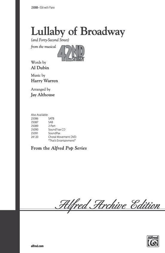 Lullaby of Broadway (and Forty-Second Street) – SSA Choral Octavo (Digital Download)