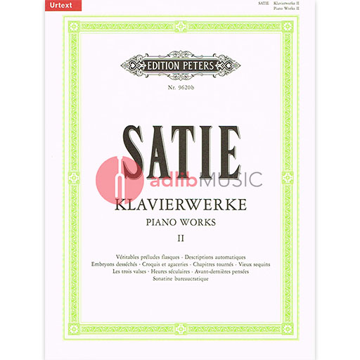 Satie - Piano Works Volume 2 (Urtext) - Piano Solo - Peters EP9620B