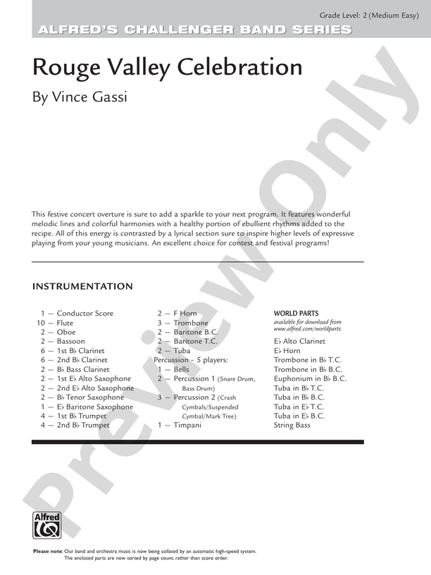 Rouge Valley Celebration - Concert Band Conductor Score & Parts (Digital Download)