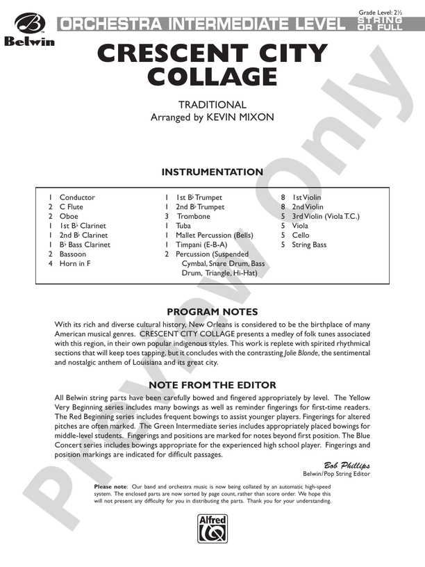 Crescent City Collage – Full Orchestra Conductor Score & Parts (Digital Download)