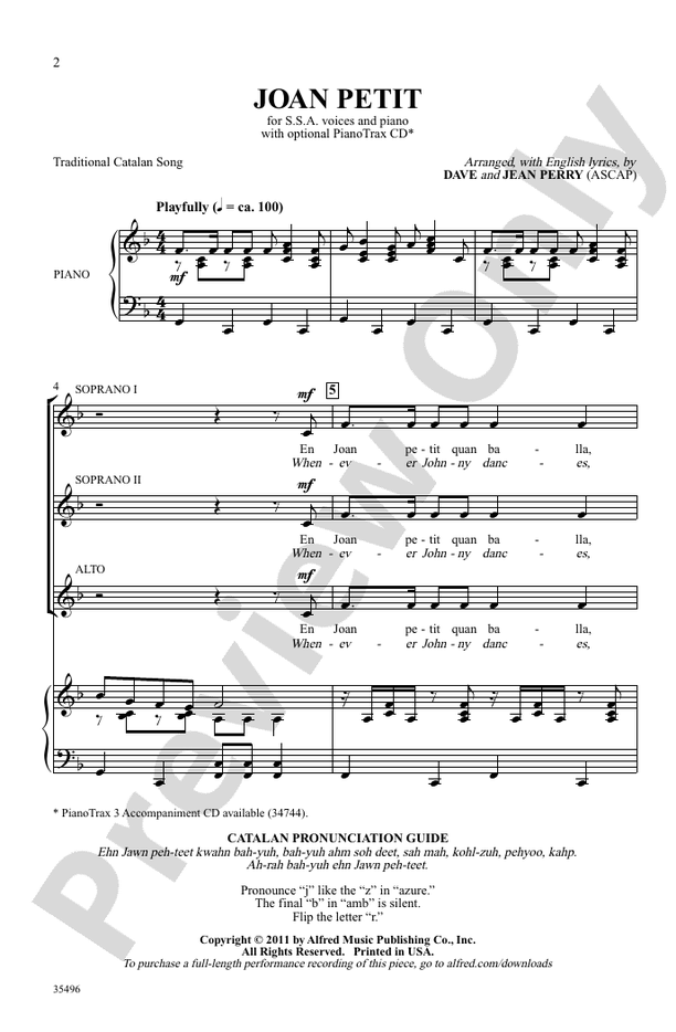 Joan Petit – SSA Choral Octavo (Digital Download)