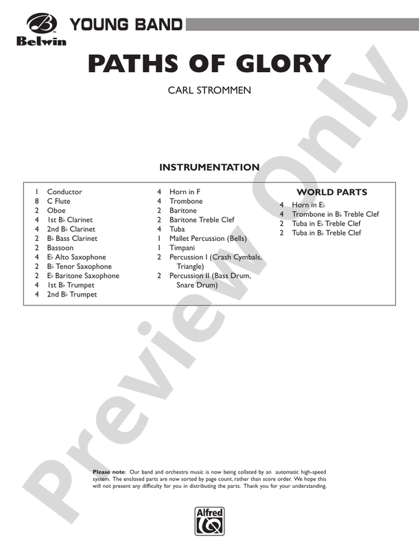 Paths of Glory - Concert Band Conductor Score & Parts (Digital Download)