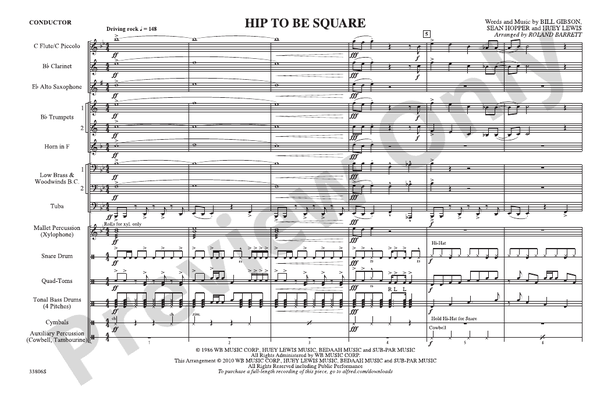 Hip to Be Square – Marching Band Conductor Score & Parts (Digital Download)