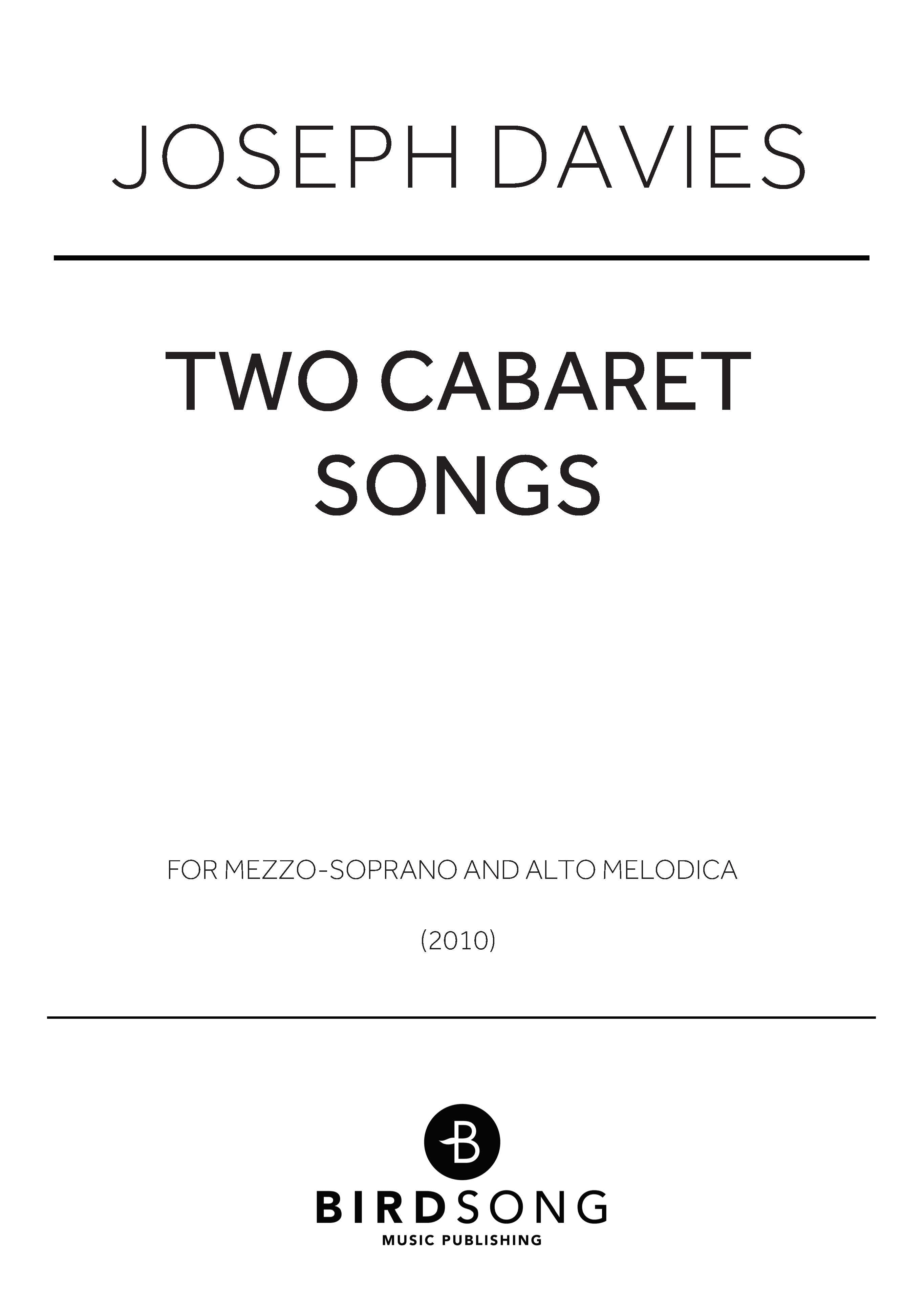 Two Cabaret Songs - Voice/Piano (Digital Download)