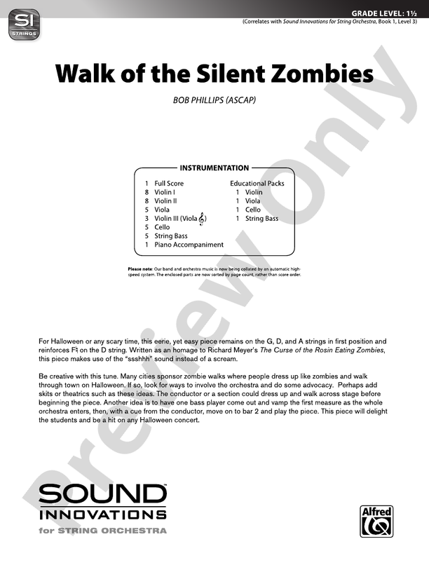 Walk of the Silent Zombies – String Orchestra Conductor Score & Parts (Digital Download)