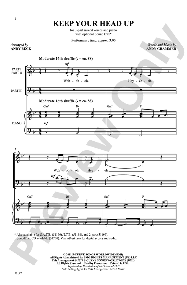Keep Your Head Up - 3 Part Mixed Choral Octavo (Digital Download)