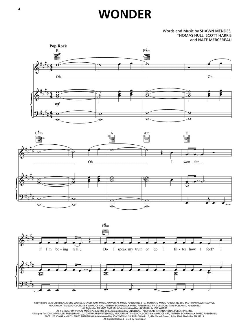 Shawn Mendes - Wonder - PVG Piano/Vocal/Guitar Hal Leonard 363568