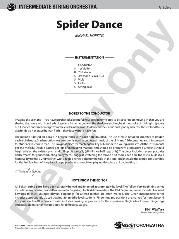 Spider Dance – String Orchestra Conductor Score & Parts (Digital Download)