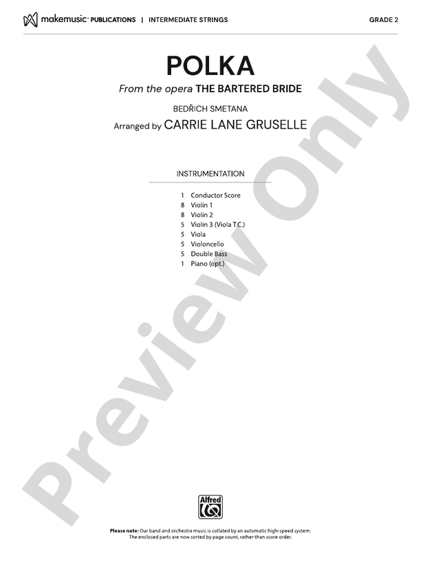 Polka - String Orchestra Conductor Score & Parts (Digital Download)