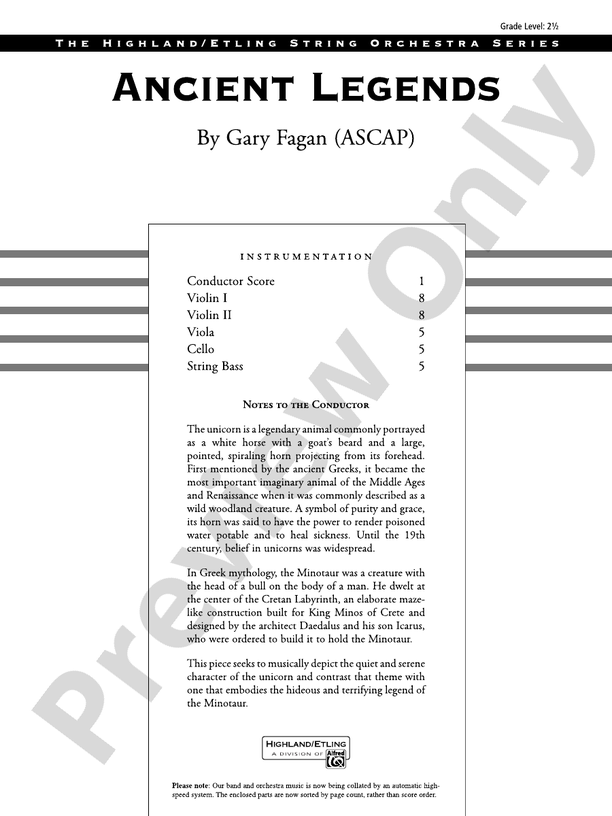 Ancient Legends – String Orchestra Conductor Score & Parts (Digital Download)