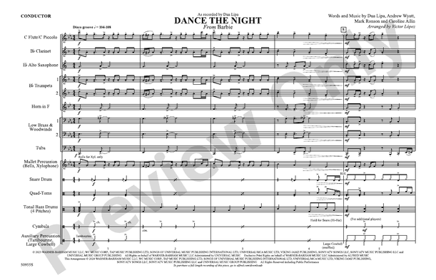 Dance the Night – Marching Band Conductor Score & Parts (Digital Download)