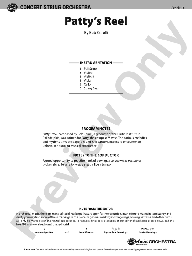 Patty's Reel - String Orchestra Conductor Score & Parts (Digital Download)