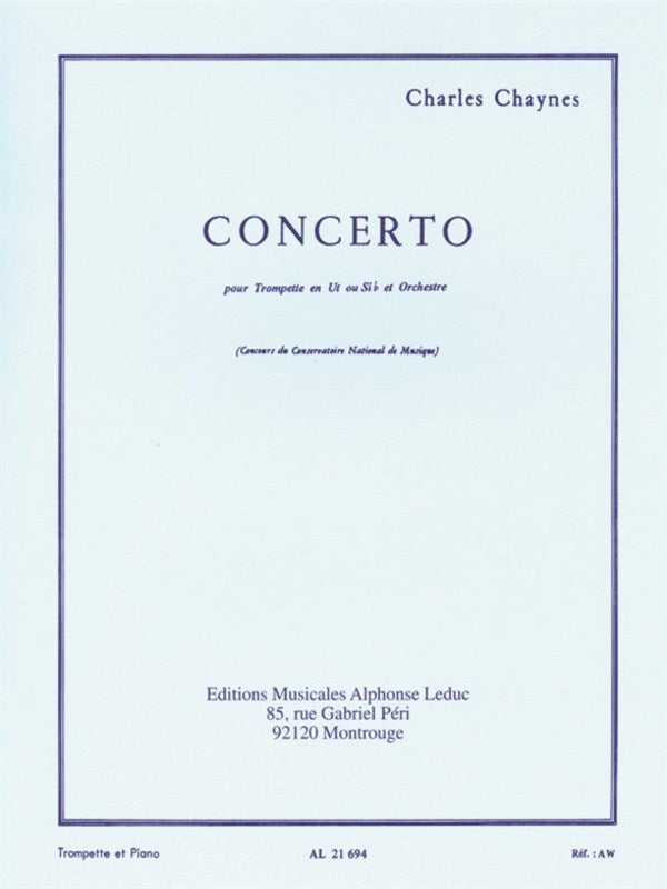 Concerto for Trumpet & Piano - Chaynes - Alphonse Leduc AL21694
