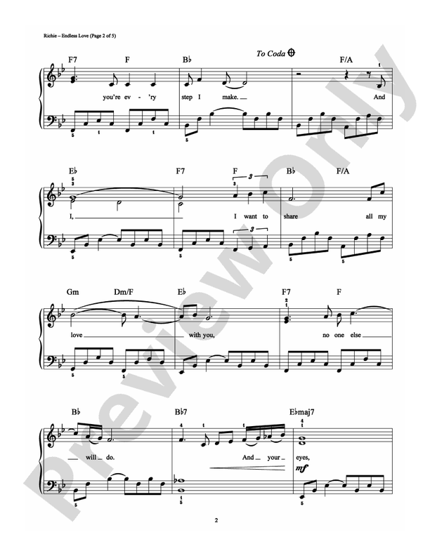 Endless Love - Arr. Richard Bradley - Easy Piano (Digital Download)