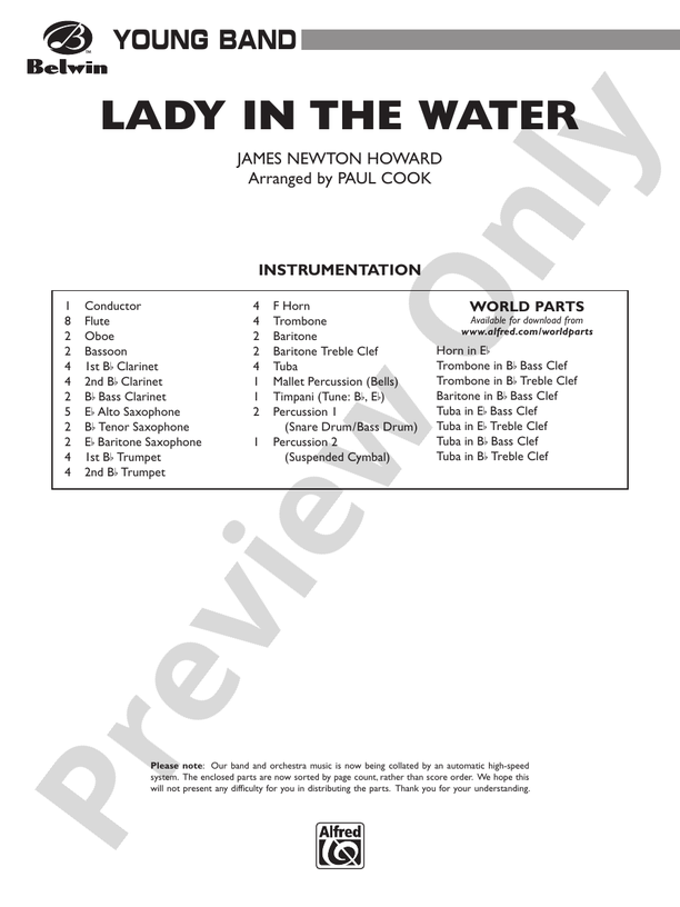 Lady in the Water - Concert Band Conductor Score & Parts (Digital Download)