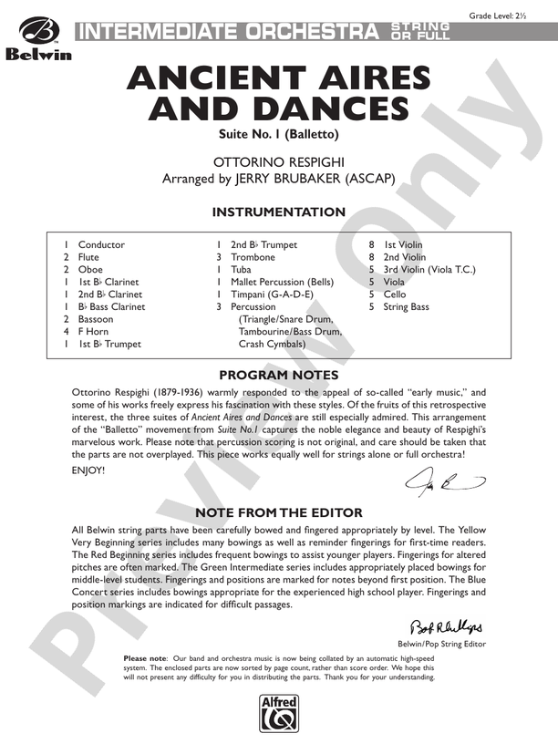 Ancient Aires and Dances, Suite No. 1 (Balletto) – Full Orchestra Conductor Score & Parts (Digital Download)