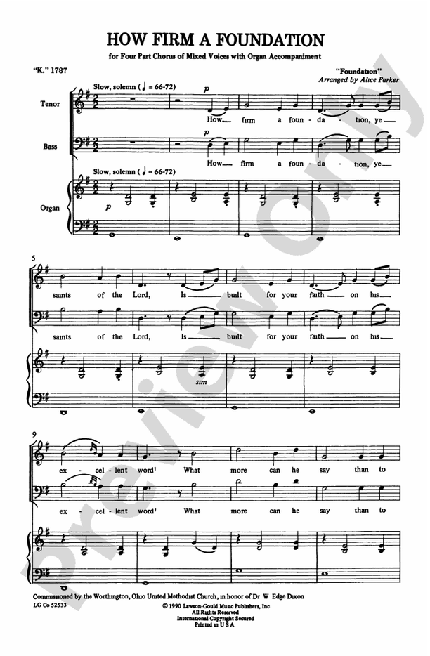How Firm a Foundation – SATB, Organ accompaniment (Digital Download)