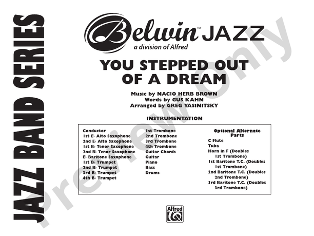 You Stepped Out of a Dream - Jazz Ensemble Conductor Score & Parts(Digital Download)