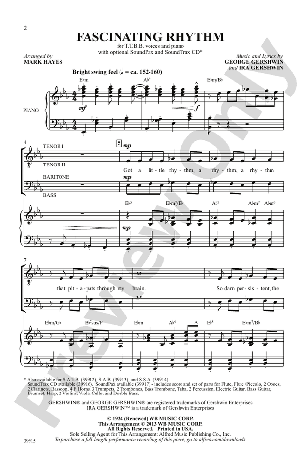 Fascinating Rhythm – TTBB Choral Octavo (Digital Download)