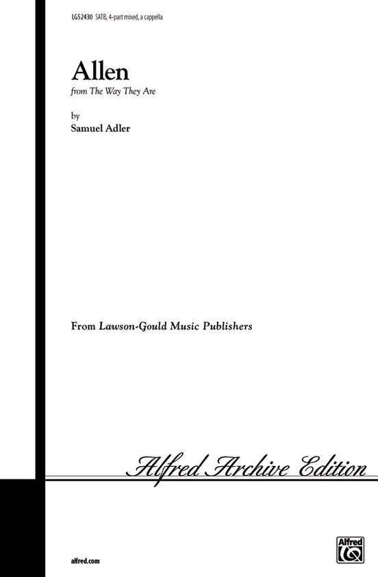 Allen (from The Way They Are) - SATB Choral Octavo (Digital Download)