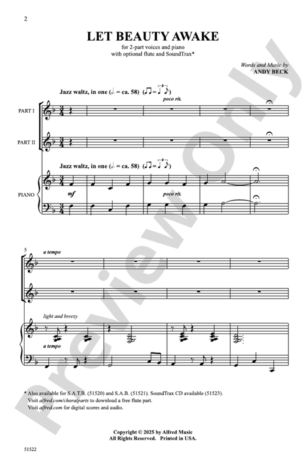 Let Beauty Awake - 2 Part Treble Choral Octavo (Digital Download)