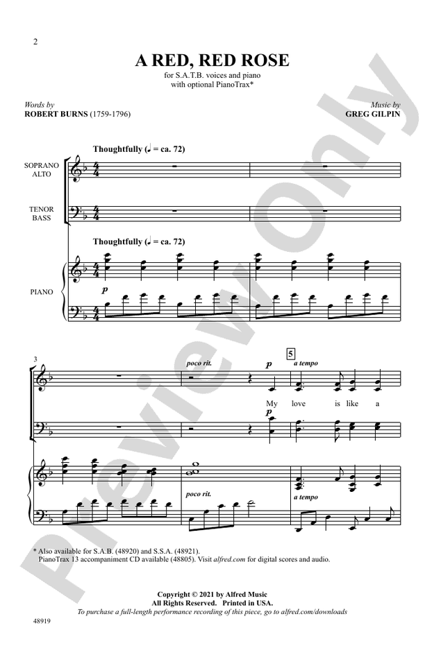 A Red, Red Rose - Greg Gilpin - SATB Choral Octavo (Digital Download)