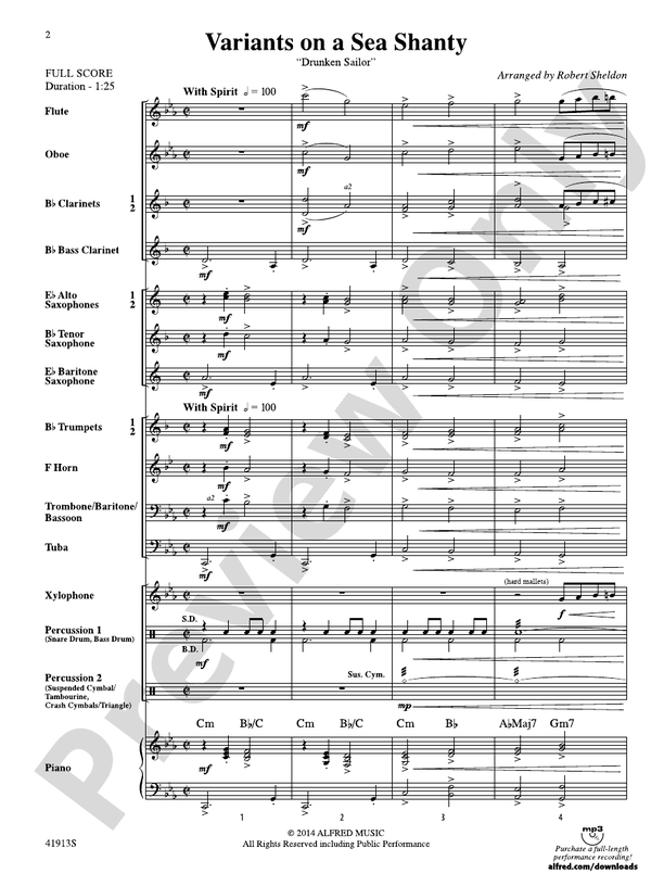 Variants on a Sea Shanty - Concert Band Conductor Score & Parts (Digital Download)
