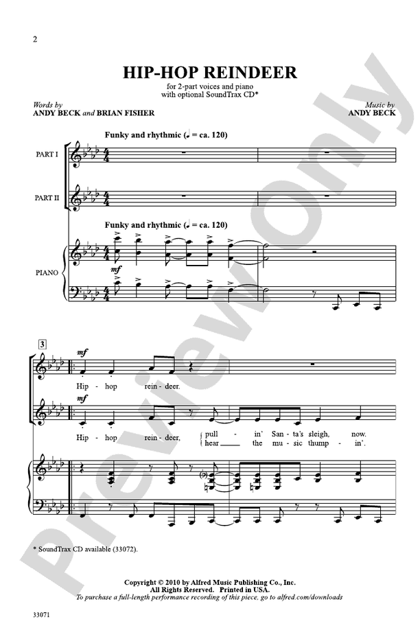 Hip-Hop Reindeer – 2-Part Choral Octavo (Digital Download)