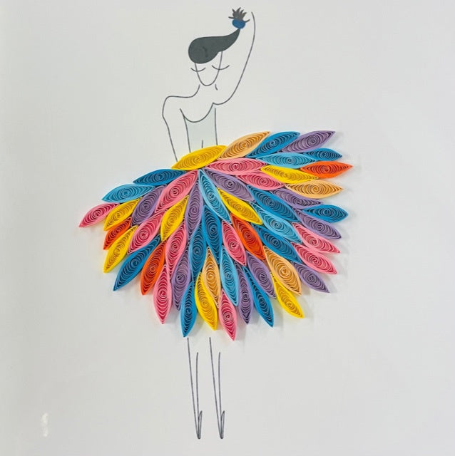 Greeting Card - Quilling Ballerina in a Colourful Skirt