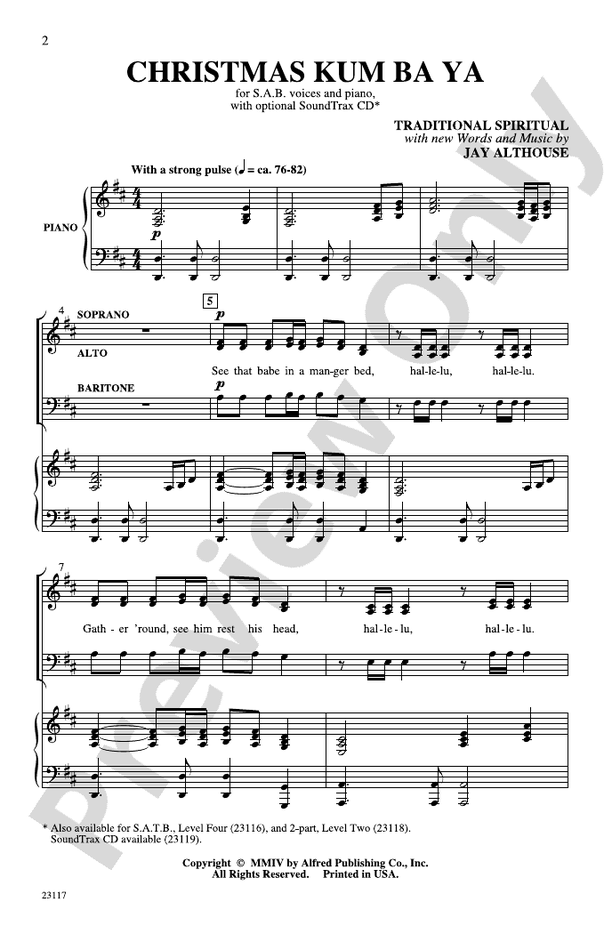 Christmas Kum Ba Ya - SAB Choral Octavo (Digital Download)