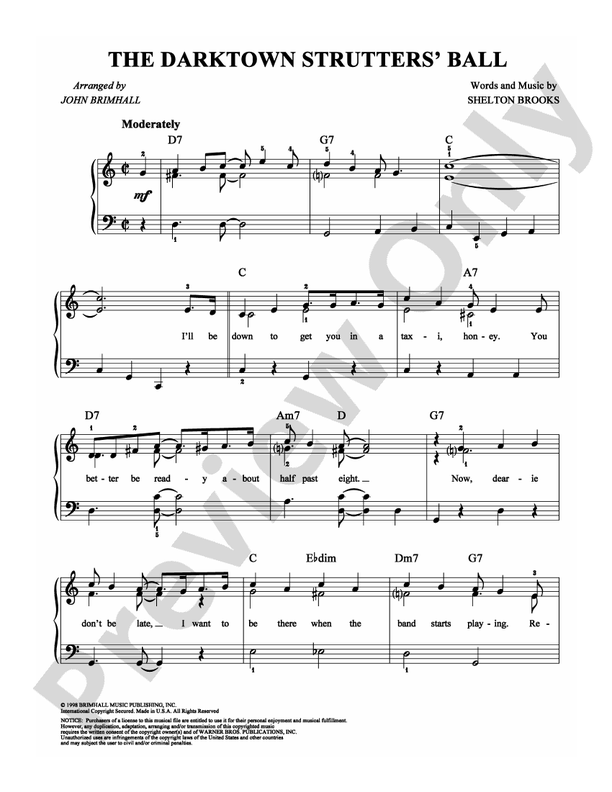 The Darktown Strutter's Ball - Arr. John Brimhall - Easy Piano (Digital Download)
