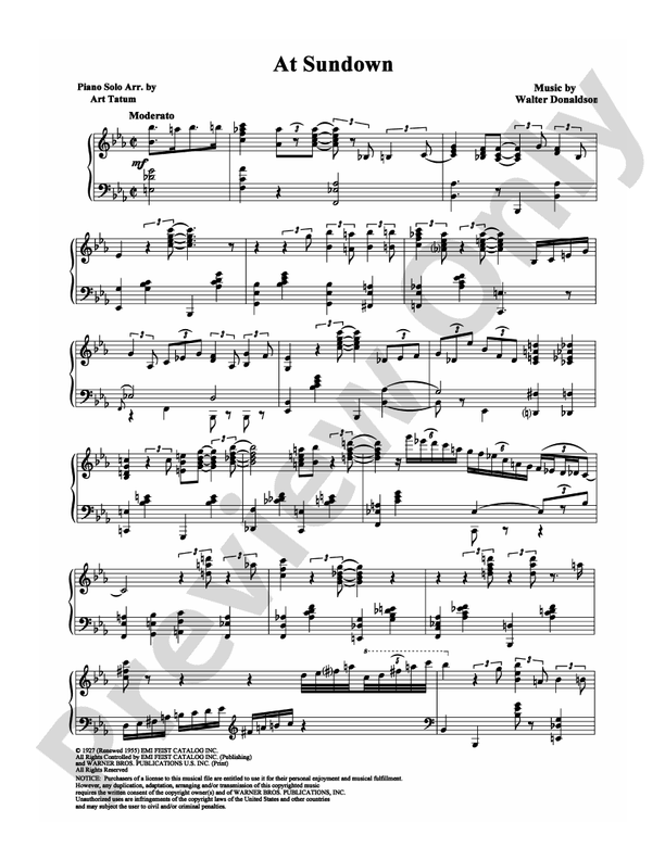 At Sundown (Artist Art Tatum) - Piano (Digital Download)