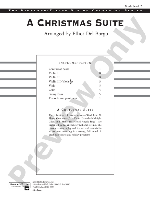 A Christmas Suite – String Orchestra Conductor Score & Parts (Digital Download)