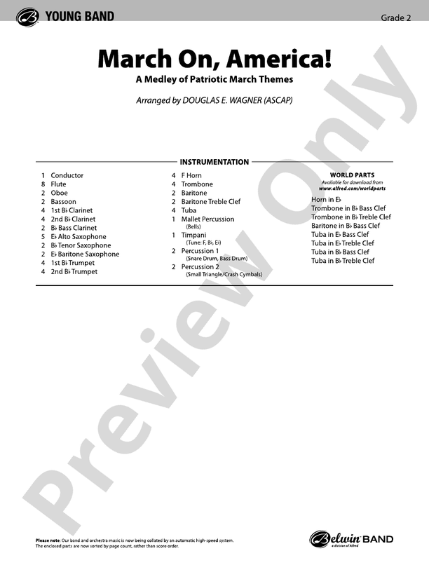 March On, America! - Concert Band Conductor Score & Parts (Digital Download)