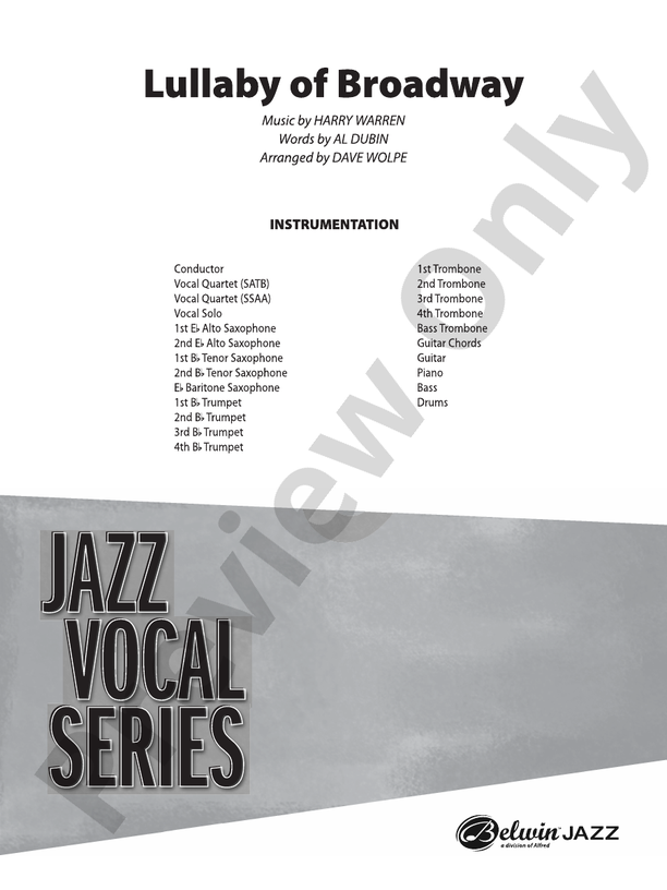 Lullaby of Broadway - Jazz Ensemble Conductor Score & Parts(Digital Download)