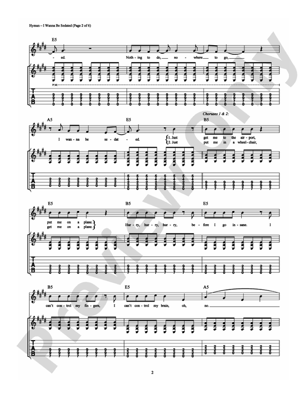 I Wanna Be Sedated - Guitar TAB (Digital Download)