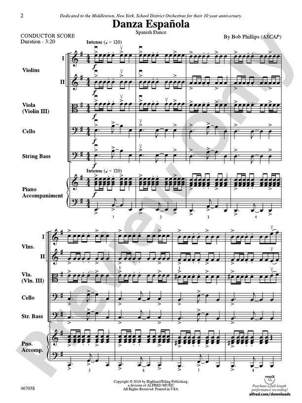 Danza Espanola - String Orchestra Conductor Score & Parts (Digital Download)