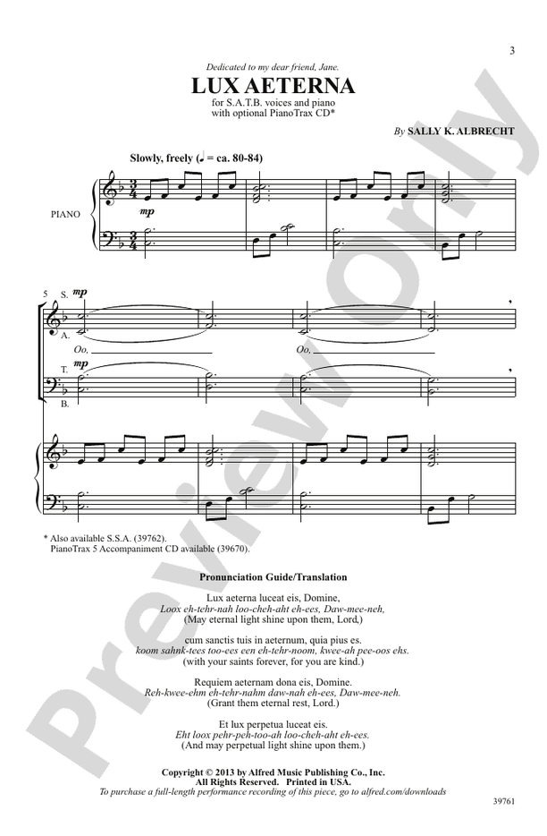 Lux Aeterna - Sally K. Albrecht – SATB Choral Octavo (Digital Download)