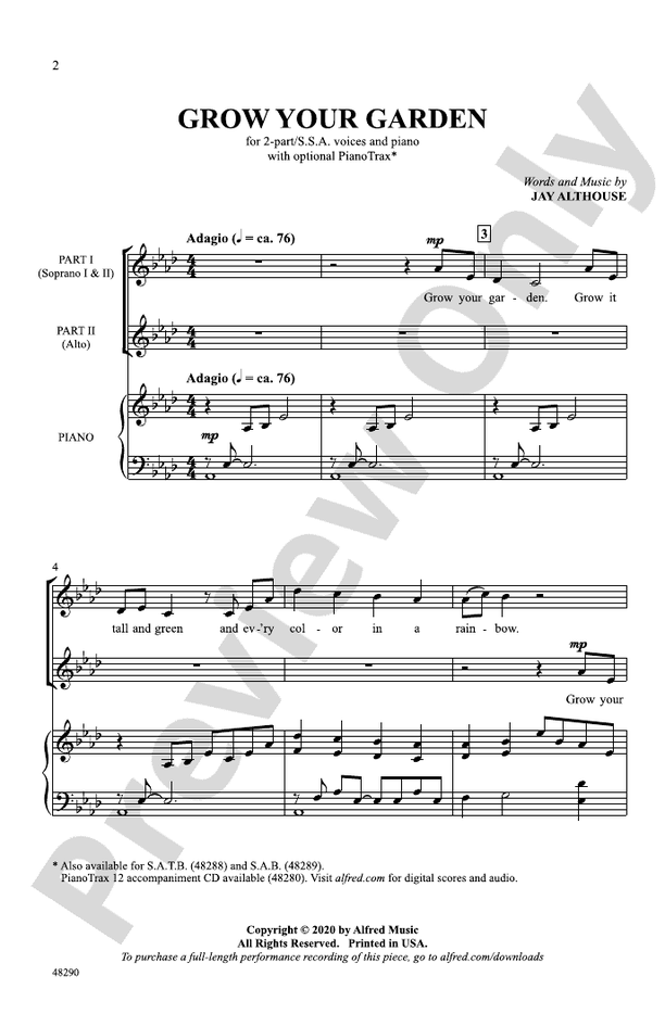 Grow Your Garden – 2-Part/SSA Choral Octavo (Digital Download)