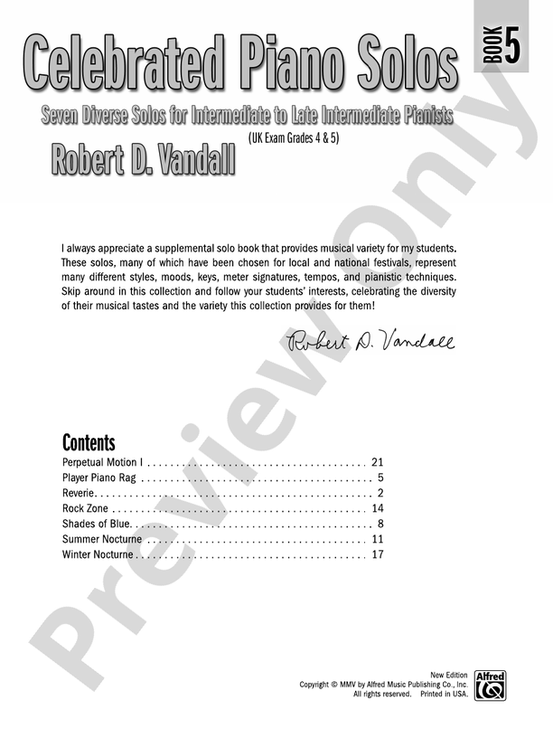 Celebrated Piano Solos, Book 5 - Piano (Digital Download)