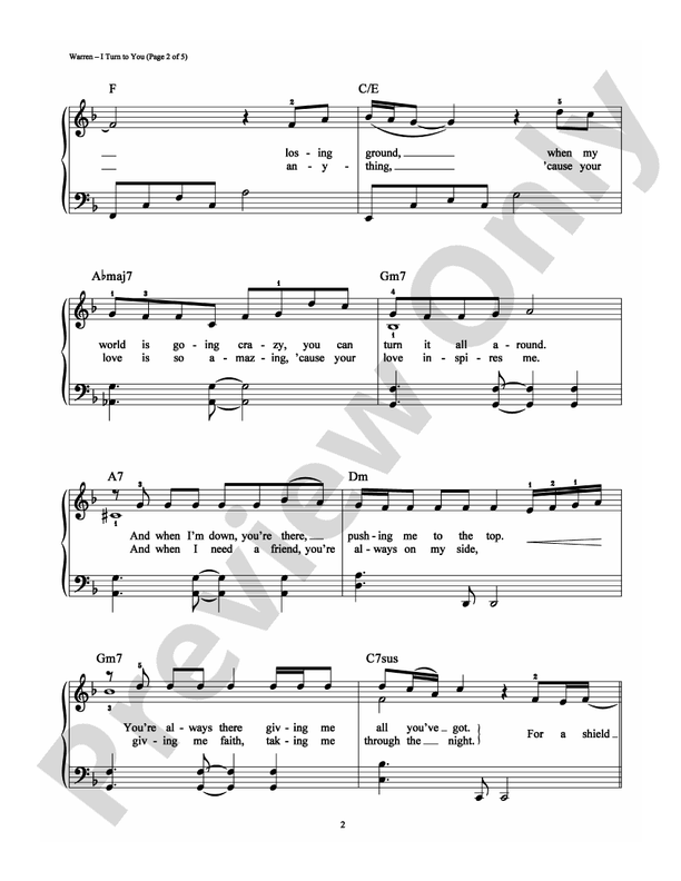 I Turn to You - Arr. Dan Coates - Easy Piano (Digital Download)