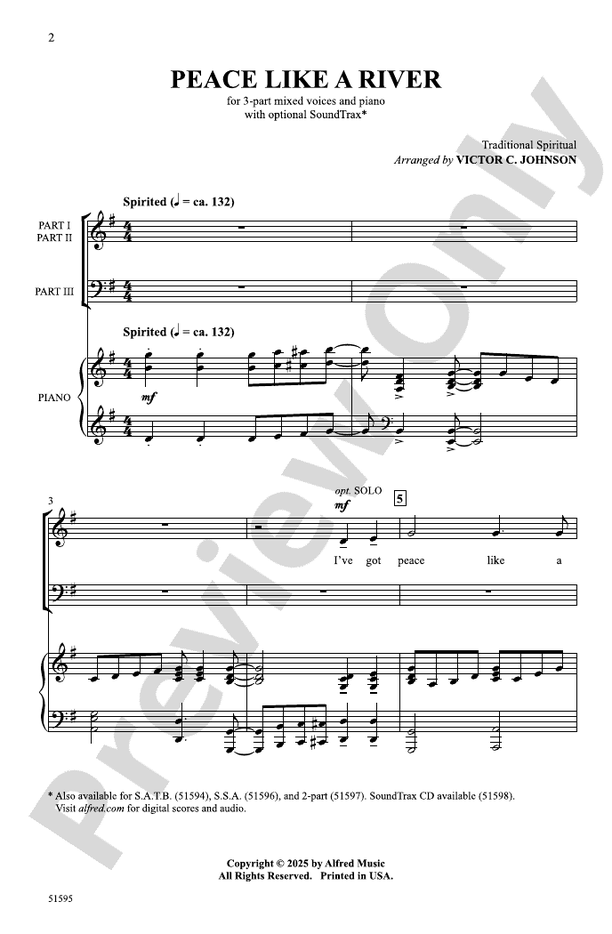 Peace Like a River - 3 Part Mixed Choral Octavo (Digital Download)