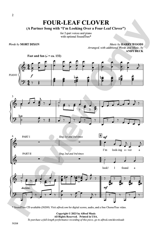 Four-Leaf Clover - 2 Part Treble Choral Octavo (Digital Download)