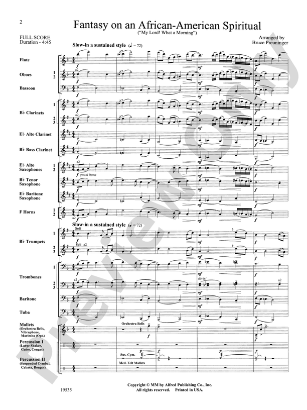 Fantasy on an African-American Spiritual - Concert Band Conductor Score & Parts (Digital Download)