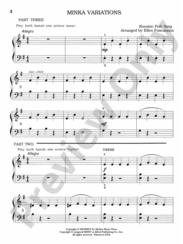 Minka Variations - 1 Piano, 6 Hands (Digital Download)